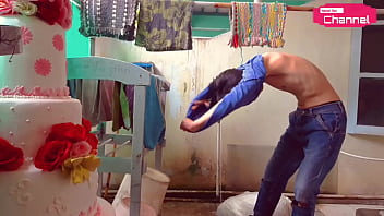 Horny Housewife Can’t Resist Washing Table Clothes After Wild Wedding