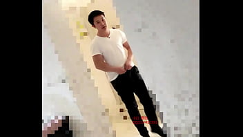 Asian Teen Moans As He Cums In The Bathroom