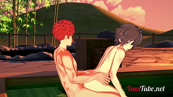 Shirou And Sieg’s Steamy Onsen Encounter – Passionate Blowjob And Raw Anal Creampie