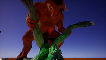 Minotaur Dominates Green Lizard In Wild Encounter
