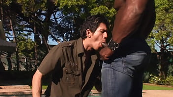 Black Leather-clad Man Dominates White Partner