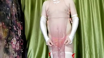 Seductive Fox Boy In Sheer Dress Teases Himself To Ecstasy