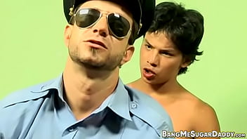 Gay Cop In Uniform Pounded By Cute Latino Twink