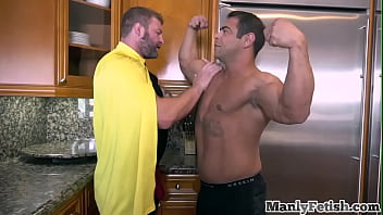 Tattooed Muscle Hero Bends Boyfriend Over For Raw Passion