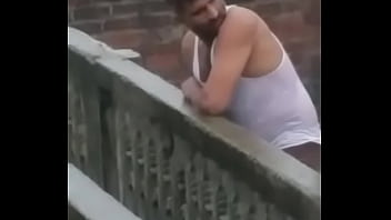 Desi Uncle Stroking His Massive Cock On The Rooftop