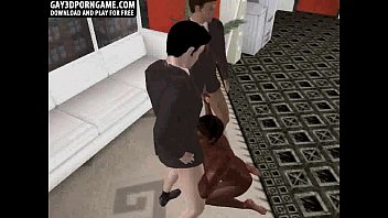 Ebony 3d Hunk Devours Two Thick Shafts