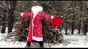 Russian Santa Pleasures Himself In The Woods, Offering His Seed As A 2022 New Year’s Gift